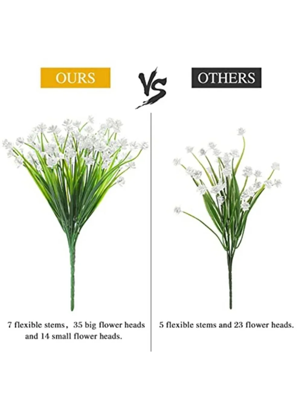 Artificial White Flowers Outdoor UV Resistant Faux Plants Garden Decor Set
